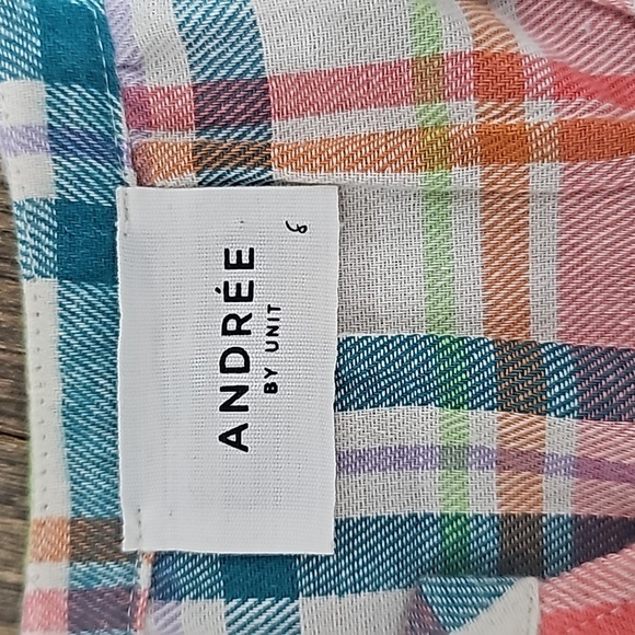 💥ANDREE by UNIT size Small plaid spring colors flannel - Picture 2 of 5